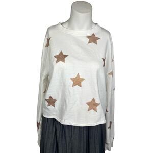 Spiritual Gangster Women's Sweatshirt Medium White Starry Mazzy White Bronze